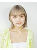 オリジナルケアブリーチイメチェンホワイトグレージュボブ