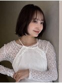 くびレイヤーボブルフネビージュ小顔ワンレンこなれミディ