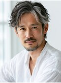 MEN’S/リバースセンターパート/ニュアンスパーマ/川西池田