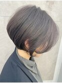 前髪なしショート×イルミナカラーダークグレージュ