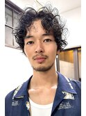 メンズ/センターパートパーマ/くせ毛風パーマ/外国人風パーマ