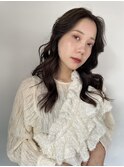 【松本咲花】前髪なし黒髪ロングブリーチなしカラー韓国ヘア