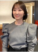 丸みボブ 顔周りカット 20代30代 ぱつっと前髪 小顔カット