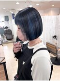 ブルー×ブラック ボブ
