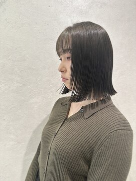 アース 今池店(HAIR&MAKE EARTH) ぱっつんボブ×透明感◎オリーブカラー