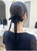 say.グレージュミニウルフ結婚式タイトアレンジチェリーブラウン