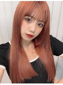 【ブリーチ1回】オレンジベージュ＋ぱっつん前髪　＊Lilme＊
