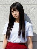 小顔レイヤーロングブラック20代30代40代くびれミディ韓国ヘア