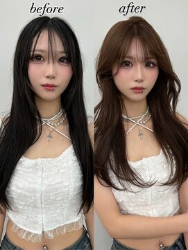 アマトウキョウスマートサロン(AMA TOKYO×Smart Salon) ヘーゼルベージュ　ブリーチなし　レイヤーカット　海外風