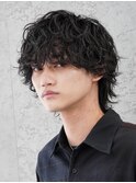渋谷波巻きパーマメンズカットシャドウパーママッシュウルフヘア