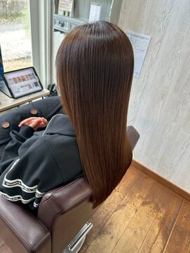 美髪/ナチュラルストレート/キャラメルブラウン/レイヤーカット