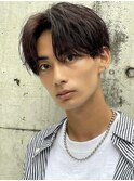 メンズセンターパート七三分けパートニュアンスパーマ刈り上げ