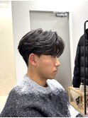 メンズセンターパートウルフセンターパートニュアンスパーマ襟足