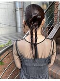 お呼ばれヘアセット　カチモリアレンジ　タイトアレンジ