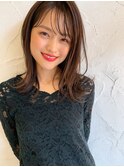 シースルーバング大人かわいい外ハネセミディスタイル