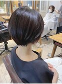 黒髪 アッシュ ショート ショートボブ 前髪 Aラインボブ 時短 楽