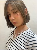 シンプルボブ ×マットグレージュ