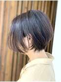 大人ガーリー チョコレート 耳掛け 小顔 丸みショートボブ