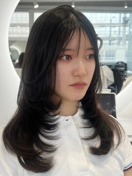 アンダーバーホワイトモデ 河内長野(_WHITE mode) ハイライトカラーミルクティーベージュレイヤーカット