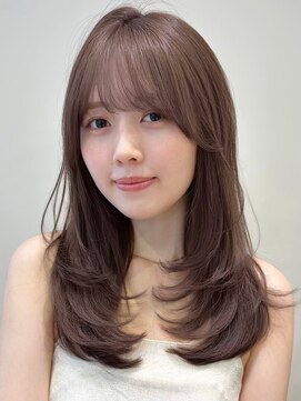 ノイカーム(noi Calm) 顔周りレイヤーカットくびれヘアミルクティーベージュカラー