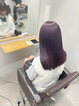 ユウル 横浜(juhl.) カラーパープルラベンダーダブルカラーストレートヘア