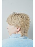 ハイライトミルクティーベージュツーブロックメンズマッシュ