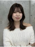 美髪カールシアーカラーピンクブラウンエアリーロングセミディ