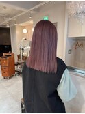ピンクラベンダー ブリーチカラー 切りっぱなしカット