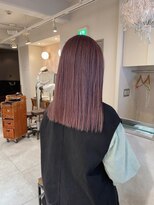 ネオリーブアイム 横浜西口店(Neolive aim)&nbsp;ピンクラベンダー ブリーチカラー 切りっぱなしカット