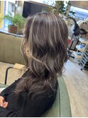 コントラストハイライトロングレイヤーカット白髪ぼかし白髪染め
