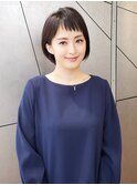 ベビーバングマッシュショート小顔ショートインナーカラー黒髪