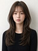 韓国風セミロングレイヤー