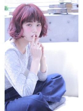 カシュカシュ(cache cache) cache cache★コーラルピンクのバレイヤージュボブ