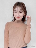 オーブ ヘアー フォール 山形東原町店(AUBE HAIR fall) 20代・30代_シースルーバング切りっぱなしボブ