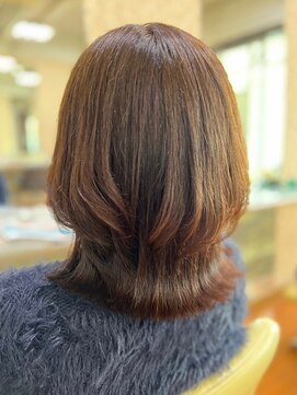 アークスヘアー 大人かわいいモカベージュナチュラルロブヘアー美肌