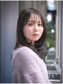 顔まわりレイヤー/顔周りカット/小顔カット/ミディアム/茶屋町