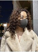 スパイラルパーマ　レイヤーシルエット　ブラウン　高円寺