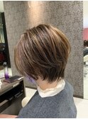 20代30代小顔ひし形デジタルパーマショートカットレイヤー