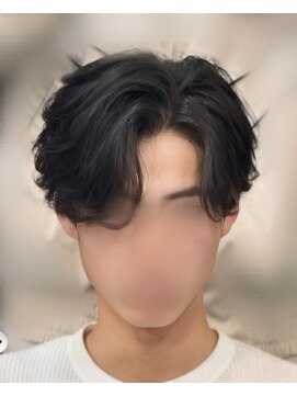 バース 梅田中崎町店(BIRTH) 韓国へアカルマパーマワックスなしセンターパート黒髪ウルフ