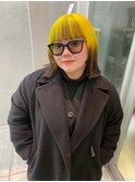 切りっぱなしロブ×イエローグラデーション