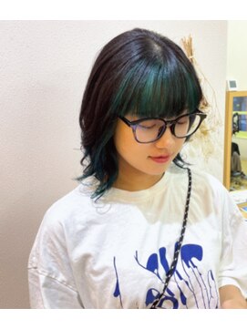 インナーカラーターコイズブルー