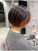 大人可愛いショート×インナーカラーオレンジ