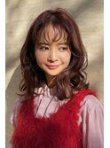 デジタルパーマ パーマ ミディアムヘア ナチュラルブラウン