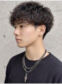 シャドウパーマショートマッシュ波巻きツイストスパイラルメンズ
