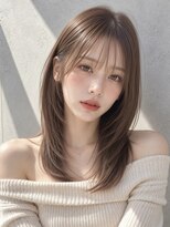 ノア 三宮店(NOA)&nbsp;【NOA】韓国風セミロングレイヤー×シースルーバング｜艶カラー