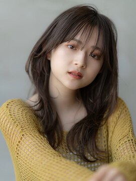 ケアリー 流山おおたかの森(Carelly) 大人かわいい前髪セシルカットココアブラウンフリンジウェーブ