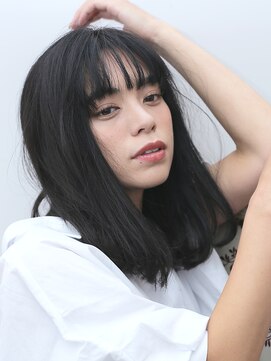 カラーワールド カンナヘアーメゾン(color world canna hair maison) 大人可愛いシースルーバング黒髪暗髪重めロブ10代20代30代