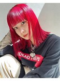 【早瀬忍】レッドカラー×切りっぱなしボブ