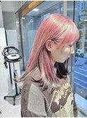 ベビーピンク×ブラック エンドカラー ニュアンスカラー