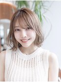 大人かわいい前髪セシルカットココアブラウンフリンジウェーブ
